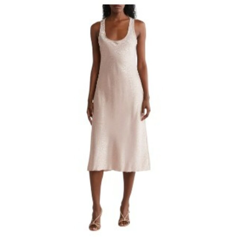 NWT‎ Bebe Animal Print Mauve Pink Slip Dress Sleeveless Silky Feel in Size Large